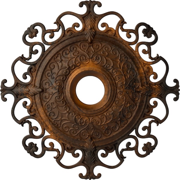 Ekena Millwork Orleans Ceiling Medallion (Fits Canopies up to 8 1/4"), 38 3/8"OD x 6 5/8"ID x 2 7/8"P, Rust CM38OLRUS - main
